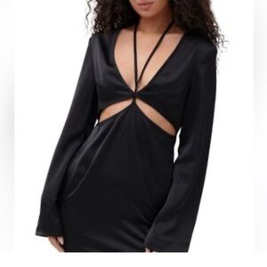 4th + Reckless Arlo Scoop Satin Maxi Dress in Black Sz Small